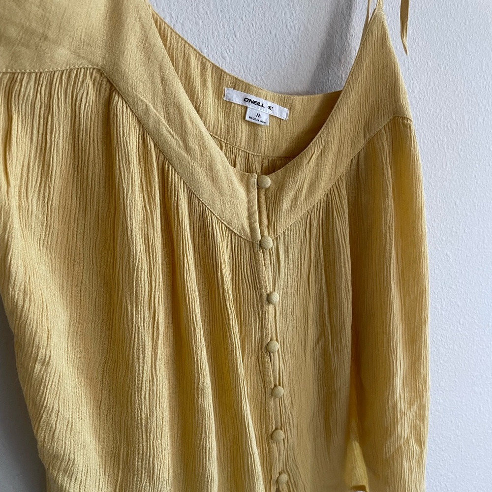 Nwt O'neill ‘May Solid Top’ Yellow Knit Button Do… - image 5